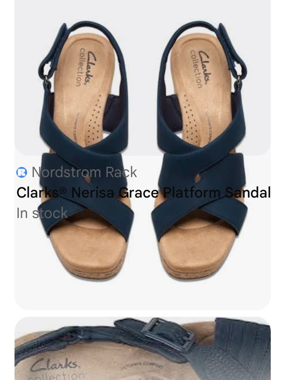Clarks Navy Crisscross Slingback Platform Sandal